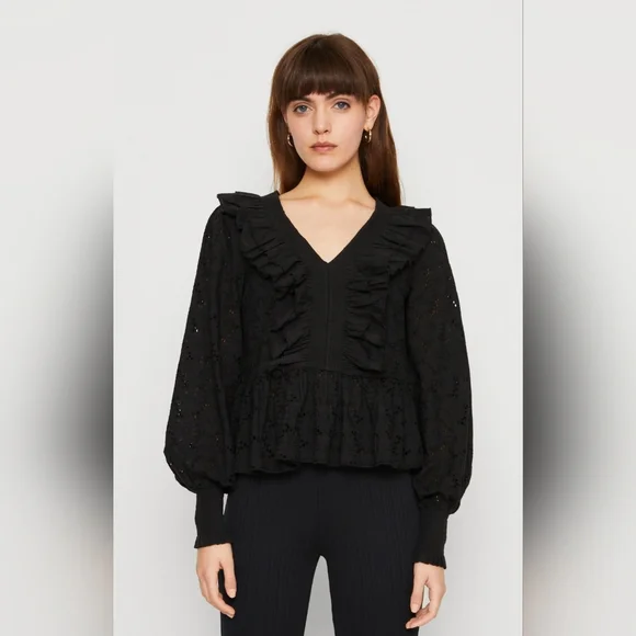 Y.A.S Yasmilda Black Ruffle Blouse - Picture 2 of 11